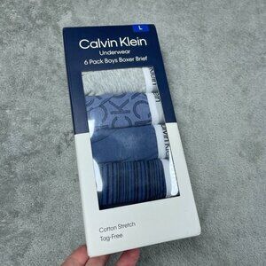 Calvin Klein Boys Boxer Brief 6-Pack Cotton Stretch Tag-Free L d0028